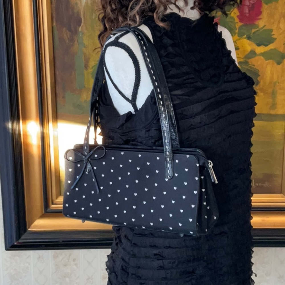 Kate spade inspired purse black with white hearts